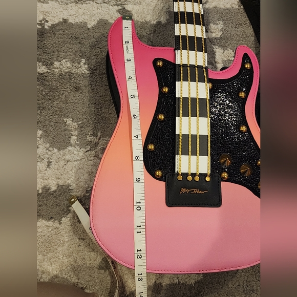 Betsey Johnson Kitsch Pretty N' Funk Pink Crossbody Electric Guitar - Picture 3 of 10